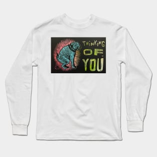 thinking of you dog poop sarcastic pop art pug bulldog Long Sleeve T-Shirt